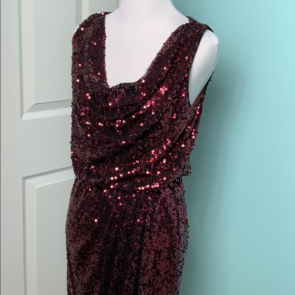 Cache Merlot Sequin Mini Dress - Picture 2 of 12